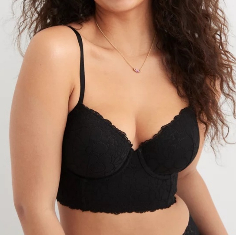 🌼AERIE REAL HAPPY DEMI LIGHTLY LINED CANDY LACE BRA SIZE 32A